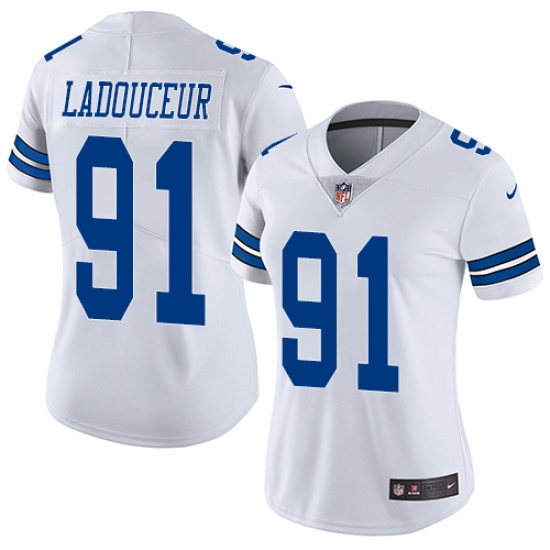 Women's Nike Dallas Cowboys 91 L. P. Ladouceur White Vapor Untouchable Limited Player NFL Jersey