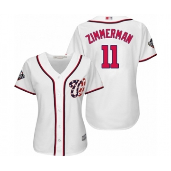 Women's Washington Nationals 11 Ryan Zimmerman Authentic White Home Cool Base 2019 World Series Bound Baseball Jersey