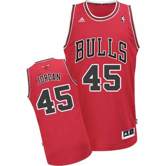 Men's Adidas Chicago Bulls 45 Michael Jordan Swingman Red Road NBA Jersey