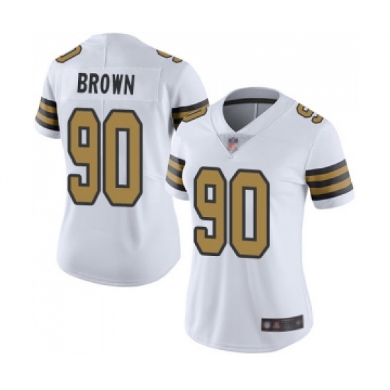 Women's New Orleans Saints 90 Malcom Brown Limited White Rush Vapor Untouchable Football Jersey