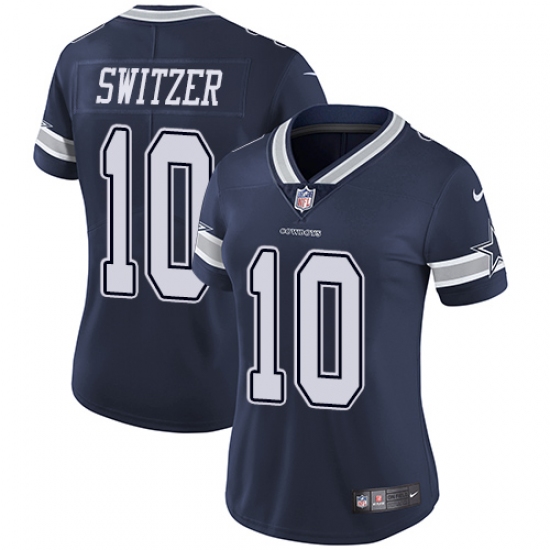 Women's Nike Dallas Cowboys 10 Ryan Switzer Elite Navy Blue Team Color NFL Jersey