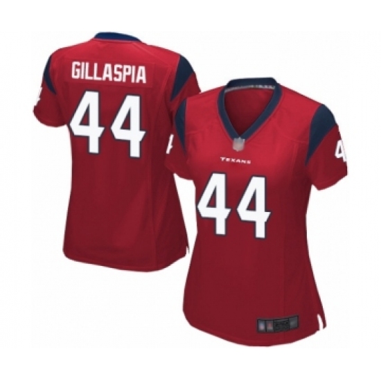 Women's Houston Texans 44 Cullen Gillaspia Game Red Alternate Football Jersey