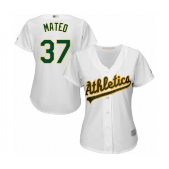 Women's Oakland Athletics 37 Jorge Mateo Authentic White Home Cool Base Baseball Player Jersey