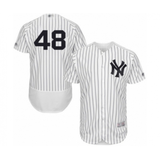 Men's New York Yankees 48 Tommy Kahnle White Home Flex Base Authentic Collection Baseball Player Jersey