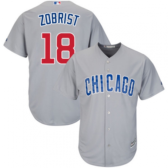 Men's Majestic Chicago Cubs 18 Ben Zobrist Replica Grey Road Cool Base MLB Jersey