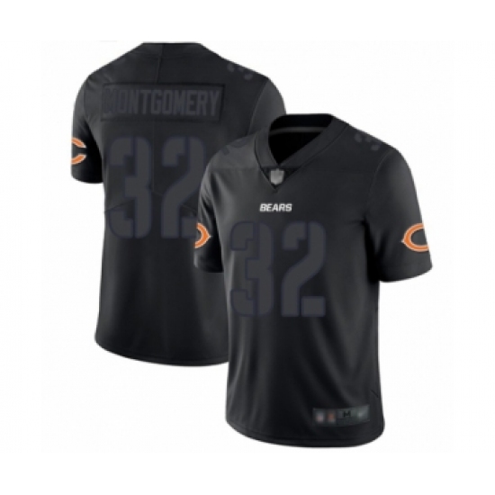 Men's Chicago Bears 32 David Montgomery Limited Black Rush Impact Football Jersey