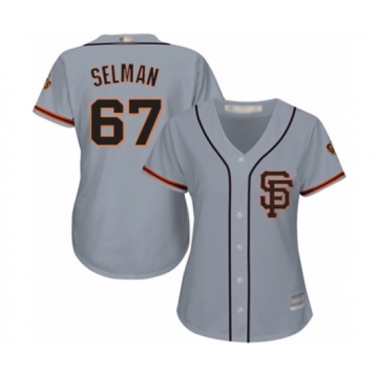 Women's San Francisco Giants 67 Sam Selman Authentic Grey Road 2 Cool Base Baseball Player Jersey