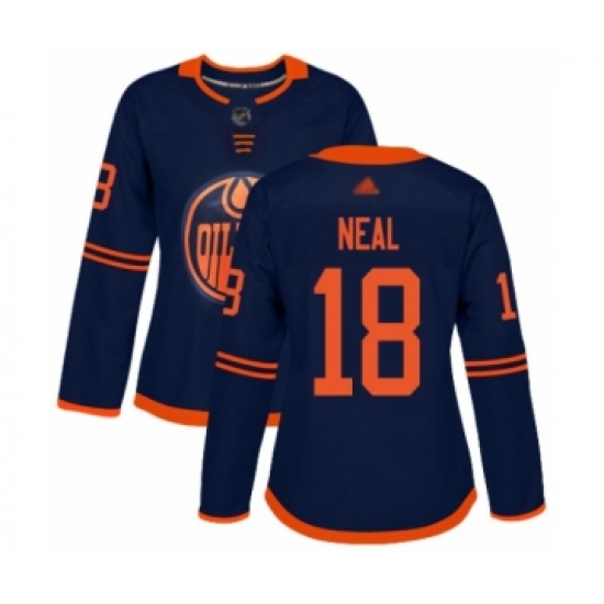 Women's Edmonton Oilers 18 James Neal Authentic Navy Blue Alternate Hockey Jersey