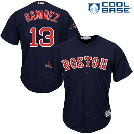 Youth Majestic Boston Red Sox 13 Hanley Ramirez Authentic Navy Blue Alternate Road Cool Base 2018 World Series Champions MLB Jersey