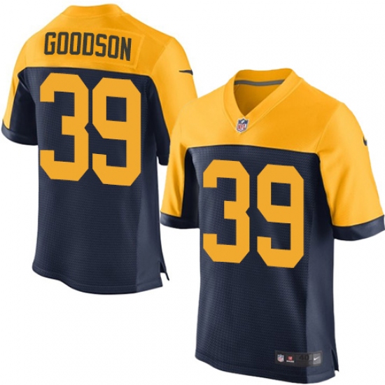 Men's Nike Green Bay Packers 39 Demetri Goodson Elite Navy Blue Alternate NFL Jersey