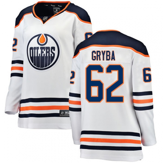 Women's Edmonton Oilers 62 Eric Gryba Authentic White Away Fanatics Branded Breakaway NHL Jersey