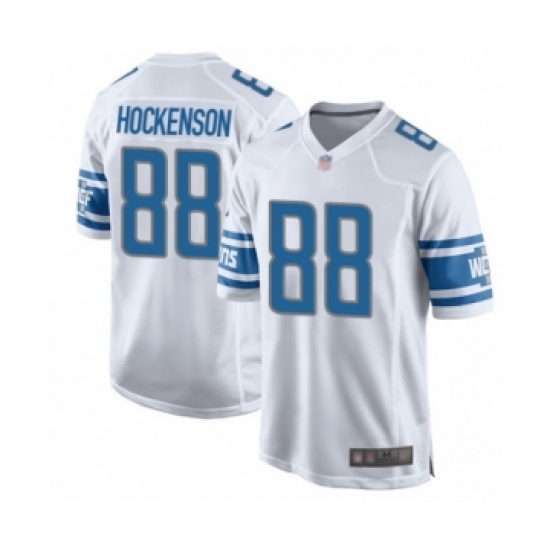 Men's Detroit Lions 88 T.J. Hockenson Game White Football Jersey