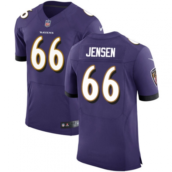 Men's Nike Baltimore Ravens 66 Ryan Jensen Elite Purple Team Color NFL Jersey