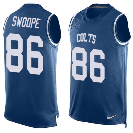 Men's Nike Indianapolis Colts 86 Erik Swoope Limited Royal Blue Player Name & Number Tank Top NFL Jersey