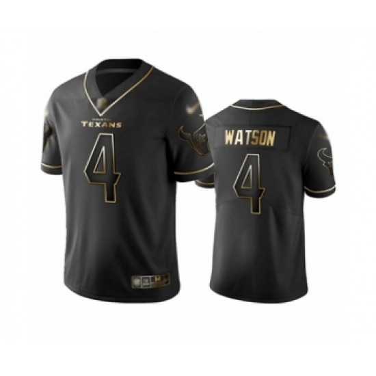 Men's Houston Texans 4 Deshaun Watson Limited Black Golden Edition Football Jersey