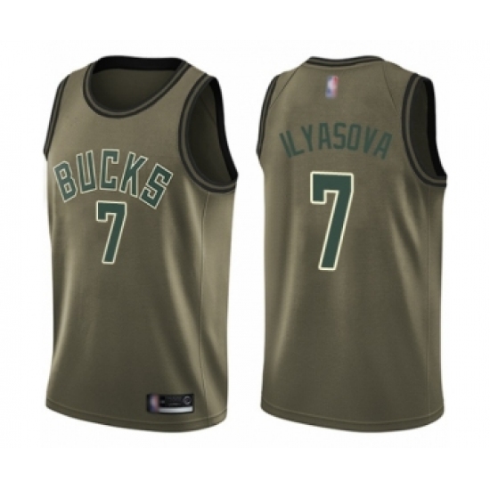 Men's Milwaukee Bucks 7 Ersan Ilyasova Swingman Green Salute to Service Basketball Jersey