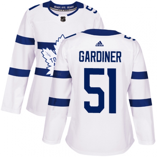 Women's Adidas Toronto Maple Leafs 51 Jake Gardiner Authentic White 2018 Stadium Series NHL Jersey