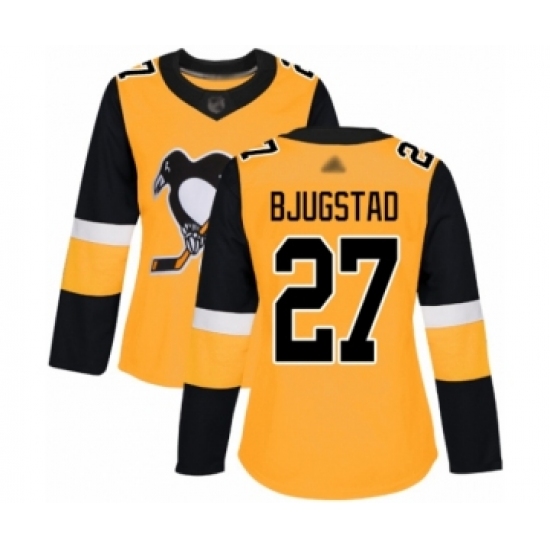 Women's Pittsburgh Penguins 27 Nick Bjugstad Authentic Gold Alternate Hockey Jersey