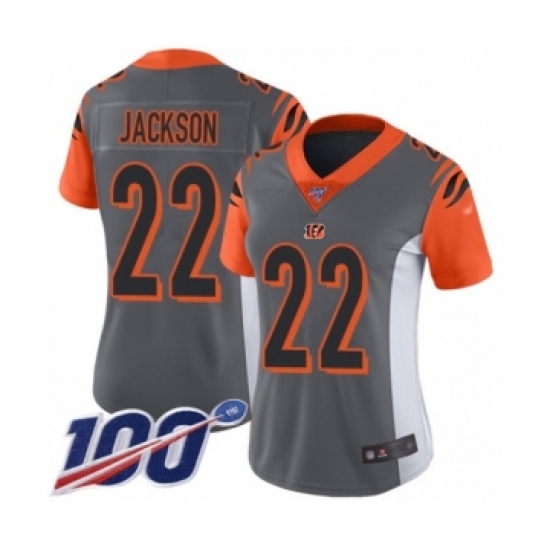 Women's Cincinnati Bengals 22 William Jackson Limited Silver Inverted Legend 100th Season Football Jersey