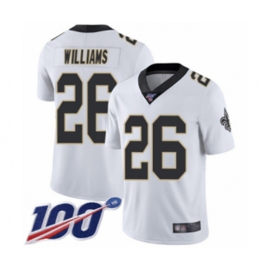 Men's New Orleans Saints 26 P.J. Williams White Vapor Untouchable Limited Player 100th Season Football Jersey