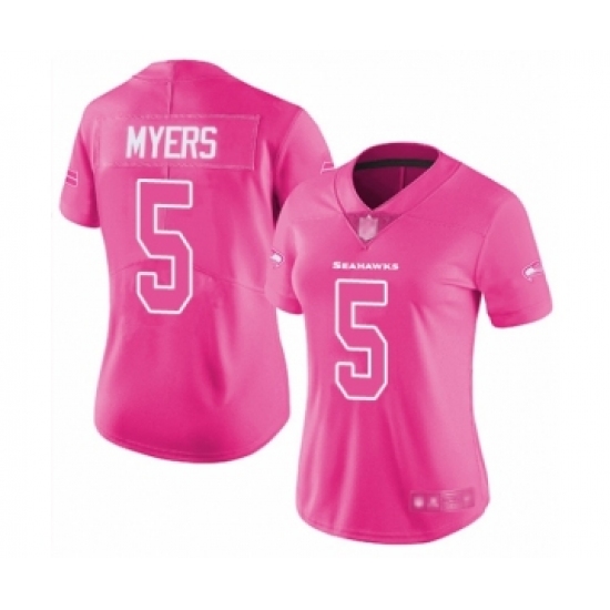 Women's Seattle Seahawks 5 Jason Myers Limited Pink Rush Fashion Football Jersey