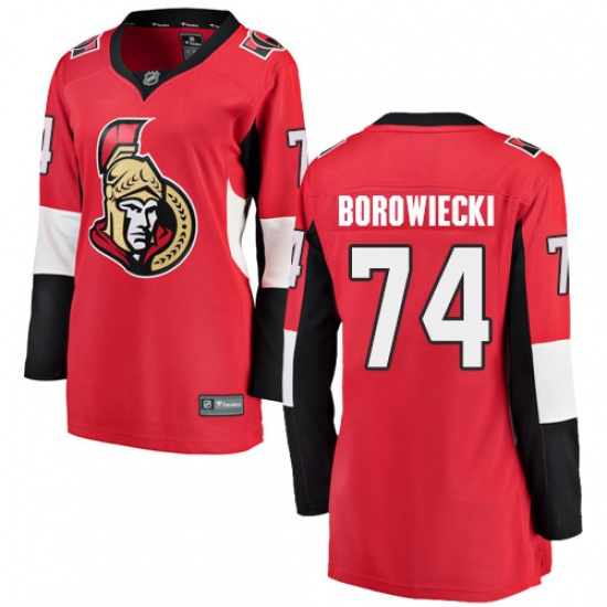 Women's Ottawa Senators 74 Mark Borowiecki Fanatics Branded Red Home Breakaway NHL Jersey