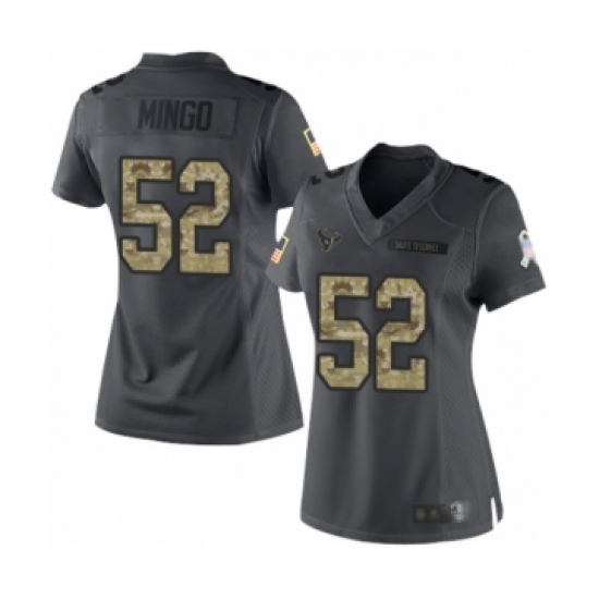 Women's Houston Texans 52 Barkevious Mingo Limited Black 2016 Salute to Service Football Jersey