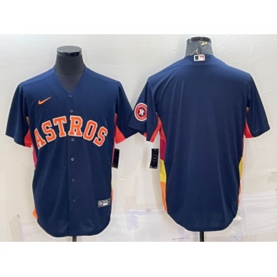 Men's Houston Astros Blank Navy Blue With Patch Stitched MLB Cool Base Nike Jersey