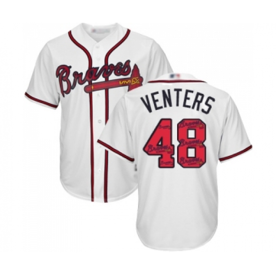 Men's Atlanta Braves 48 Jonny Venters Authentic White Team Logo Fashion Cool Base Baseball Jersey