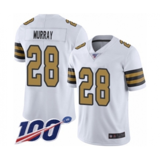 Men's New Orleans Saints 28 Latavius Murray Limited White Rush Vapor Untouchable 100th Season Football Jersey