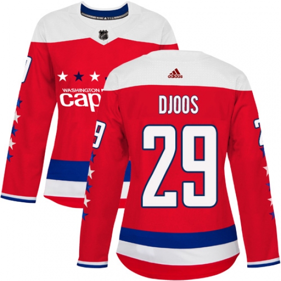 Women's Adidas Washington Capitals 29 Christian Djoos Authentic Red Alternate NHL Jersey