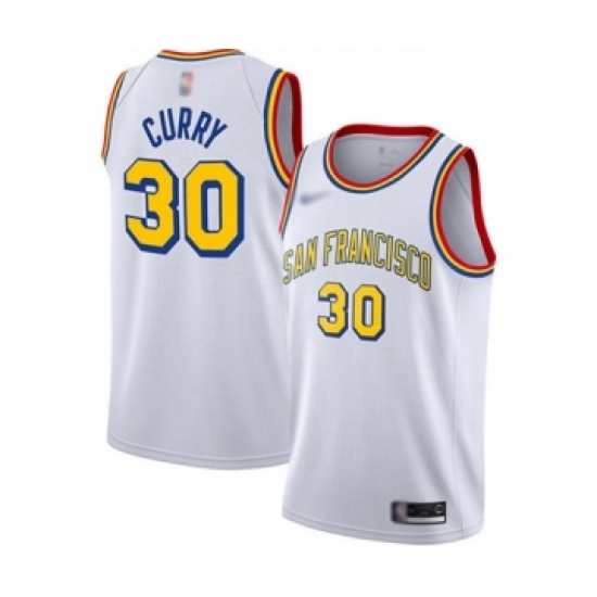 Men's Golden State Warriors 30 Stephen Curry Authentic White Hardwood Classics Basketball Jersey - San Francisco Classic Edition