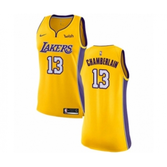 Women's Los Angeles Lakers 13 Wilt Chamberlain Authentic Gold Home Basketball Jersey - Icon Edition