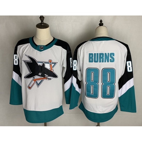 Men's San Jose Sharks 88 Brent Burns Authentic White Away Jersey