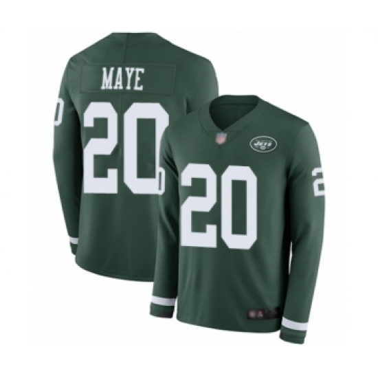 Men's New York Jets 20 Marcus Maye Limited Green Therma Long Sleeve Football Jersey