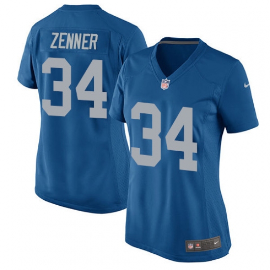 Women's Nike Detroit Lions 34 Zach Zenner Game Blue Alternate NFL Jersey