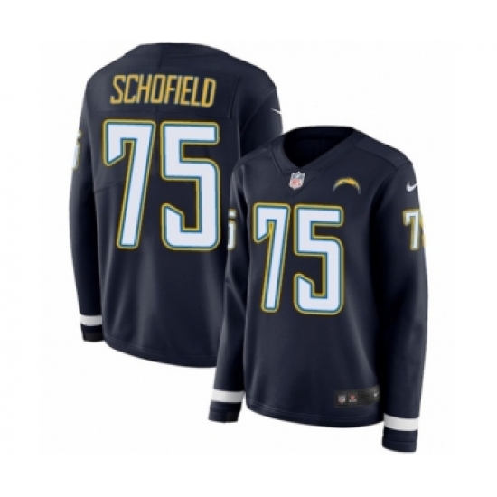 Women's Nike Los Angeles Chargers 75 Michael Schofield Limited Navy Blue Therma Long Sleeve NFL Jersey