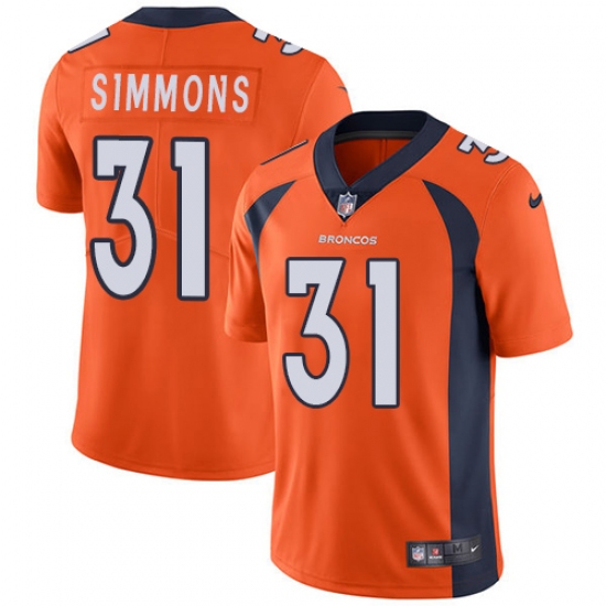 Youth Nike Denver Broncos 31 Justin Simmons Elite Orange Team Color NFL Jersey