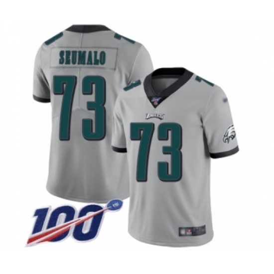 Men's Philadelphia Eagles 73 Isaac Seumalo Limited Silver Inverted Legend 100th Season Football Jersey