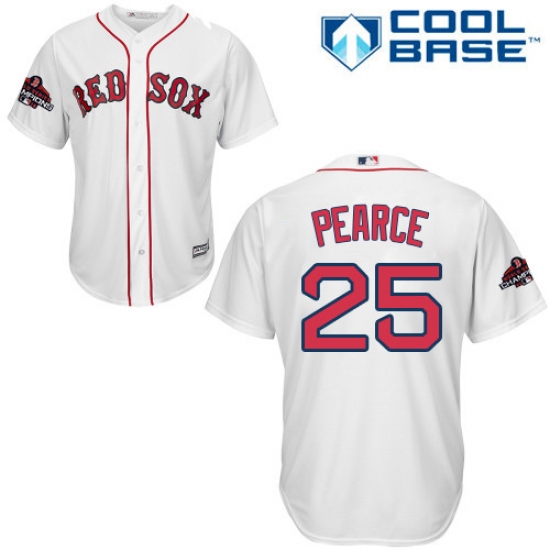 Youth Majestic Boston Red Sox 25 Steve Pearce Authentic White Home Cool Base 2018 World Series Champions MLB Jersey