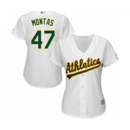 Women's Oakland Athletics 47 Frankie Montas Authentic White Home Cool Base Baseball Player Jersey