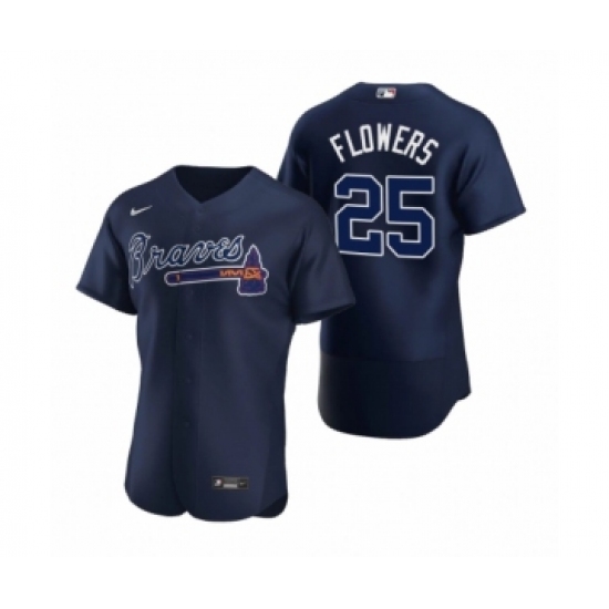 Men's Atlanta Braves 25 Tyler Flowers Nike Navy Authentic 2020 Alternate Jersey