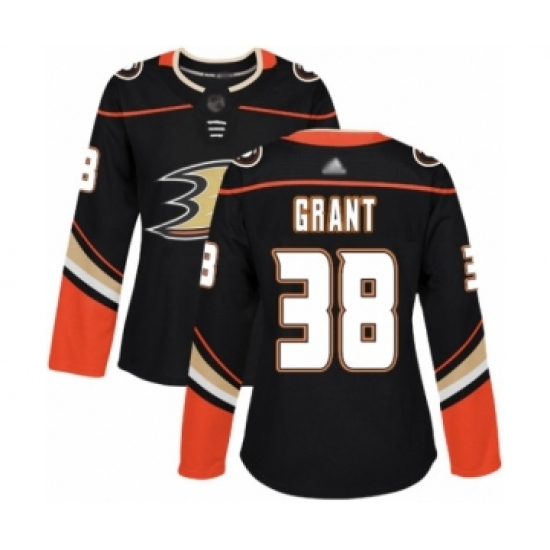 Women's Anaheim Ducks 38 Derek Grant Authentic Black Home Hockey Jersey