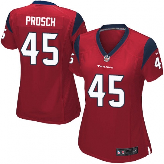 Women's Nike Houston Texans 45 Jay Prosch Game Red Alternate NFL Jersey