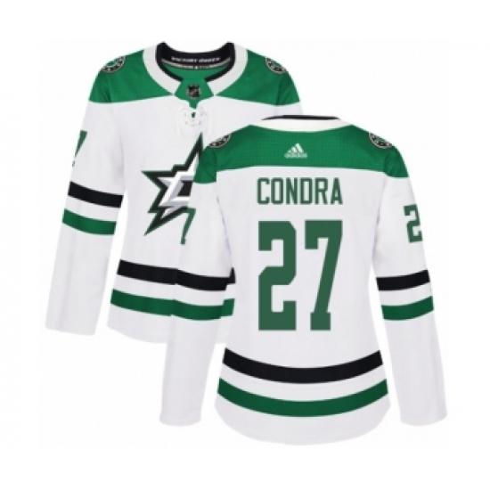 Women's Adidas Dallas Stars 27 Erik Condra Authentic White Away NHL Jersey