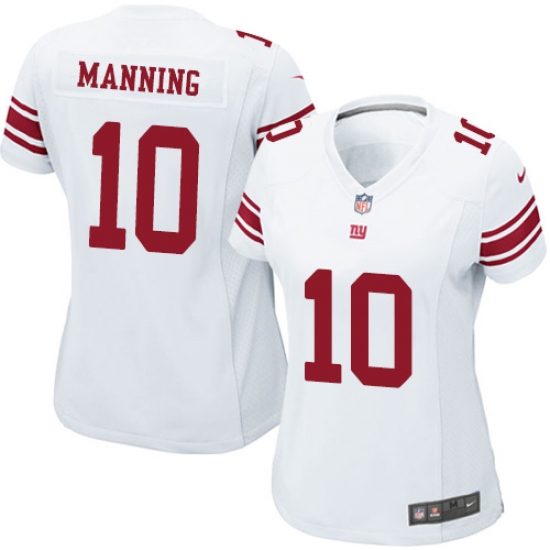 Women's Nike New York Giants 10 Eli Manning Game White NFL Jersey