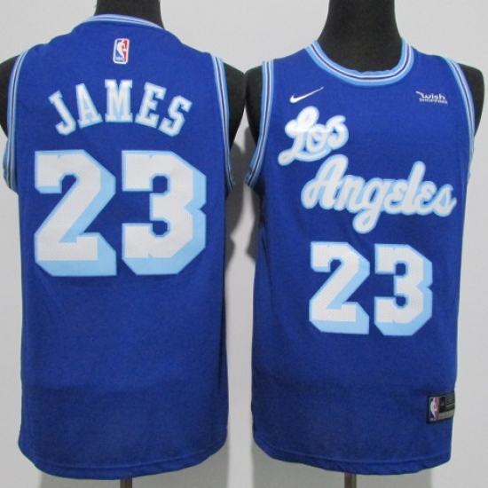 Men's Nike Los Angeles Lakers 23 LeBron James Authentic Blue Jerseys