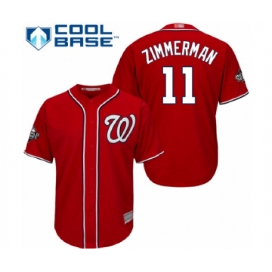 Youth Washington Nationals 11 Ryan Zimmerman Authentic Red Alternate 1 Cool Base 2019 World Series Bound Baseball Jersey