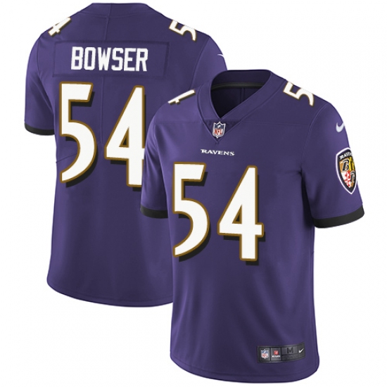 Men's Nike Baltimore Ravens 54 Tyus Bowser Purple Team Color Vapor Untouchable Limited Player NFL Jersey