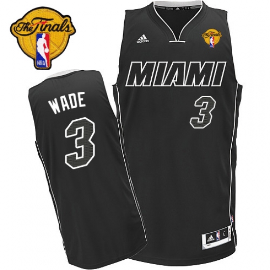 Men's Adidas Miami Heat 3 Dwyane Wade Swingman Black/White Finals Patch NBA Jersey